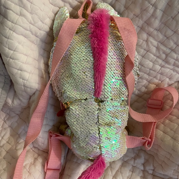TY Unicorn Backpack Reversible Sequins Silver/Gold - Picture 4 of 4